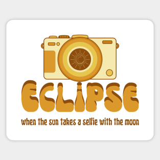 Lunar or solar eclipse photography. Vintage/retro selfie. Sticker